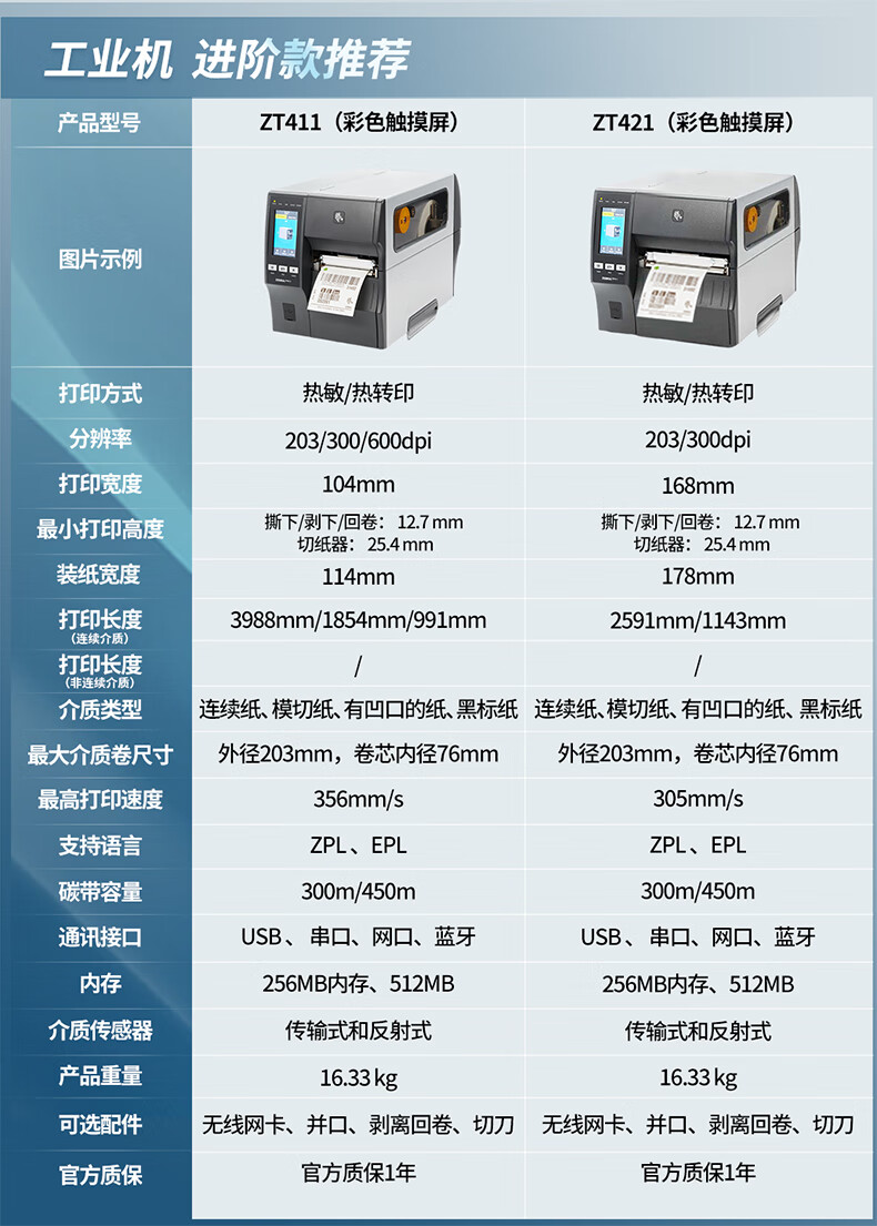 ZEBRA ZT411CN-300DPI斑马RFID工业打印机